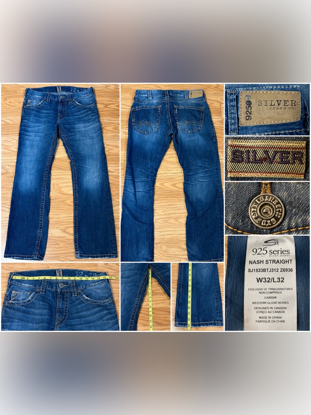 Silver Jeans Co. 925 Series Nash Straight Jeans Men’s 32x32 Medium Wash Denim